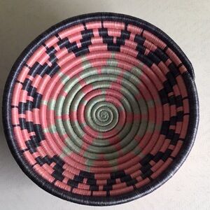 Handwoven Pink and Black Basket